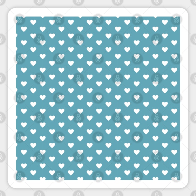 Teal Blue and White Heart Pattern Sticker by squeakyricardo